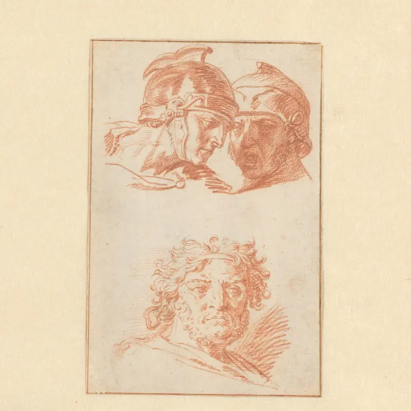Twee hoofden van soldaten en hoofd van een oude man Wall Art by Gerard de Lairesse - High-Resolution Digital Print