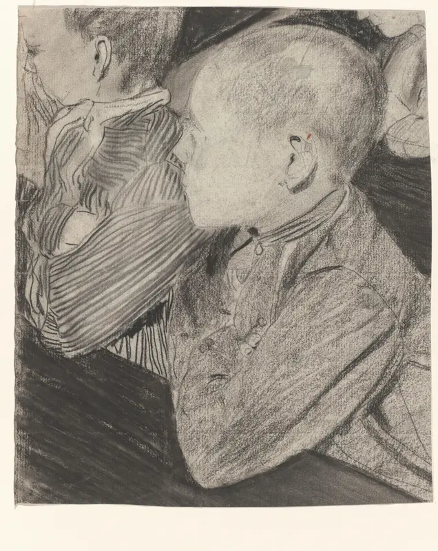 Twee jongens in een schoolbank Wall Art by Carel Adolph Lion Cachet - High-Resolution Digital Print