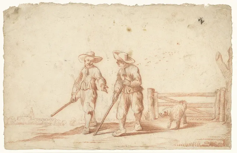 Twee jongens lopend op een pad bij een hek Wall Art by Harmen ter Borch - High-Resolution Digital Print