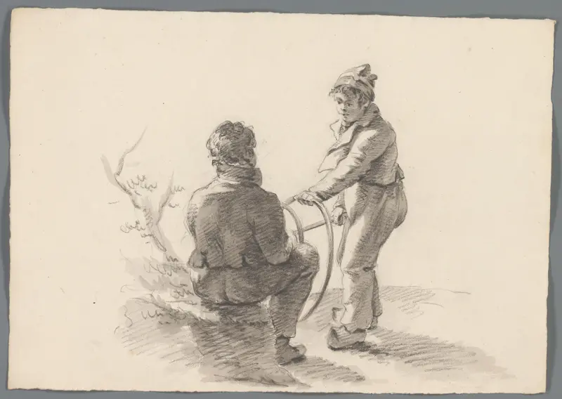 Twee jongens met hoepels Wall Art by anonymous - High-Resolution Digital Print