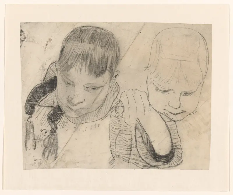Twee kinderen, van voren gezien Wall Art by Carel Adolph Lion Cachet - High-Resolution Digital Print