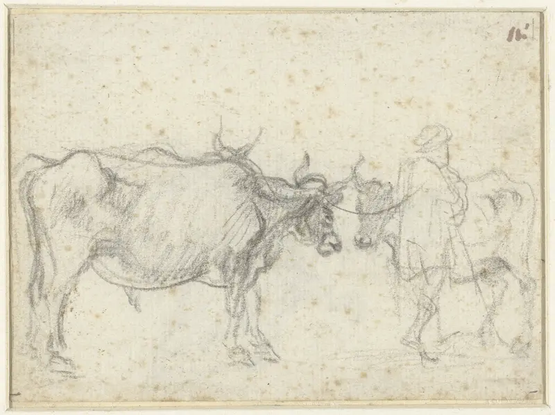 Twee koeien en een herder Wall Art by Claude Lorrain - High-Resolution Digital Print
