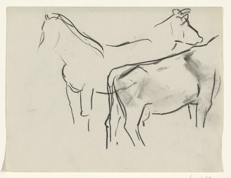 Twee koeien en een paard Wall Art by Leo Gestel - High-Resolution Digital Print