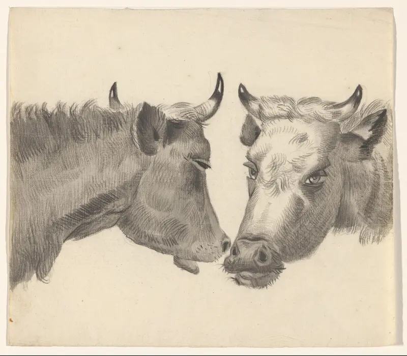 Twee koeienkoppen Wall Art by Unknown - High-Resolution Digital Print