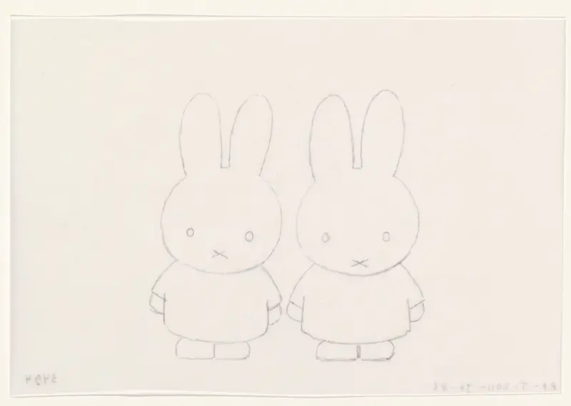 Twee konijnen (schets) Wall Art by Dick Bruna - High-Resolution Digital Print