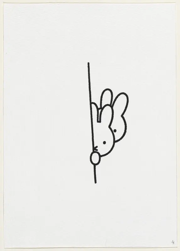 Twee konijnenhoofden achter muur II Wall Art by Dick Bruna - High-Resolution Digital Print