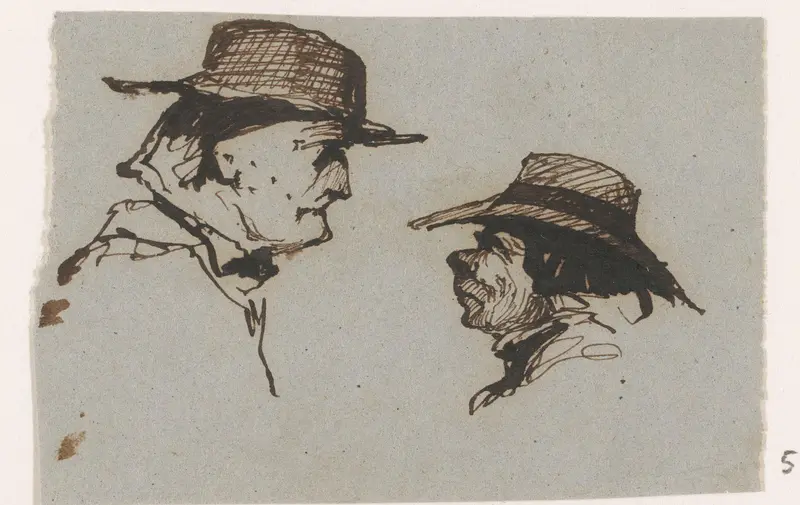 Twee koppen met hoeden Wall Art by Johannes Tavenraat - High-Resolution Digital Print