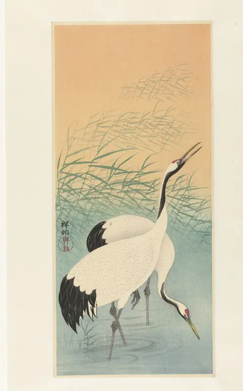 Twee kraanvogels Wall Art by Watanabe Shōzaburō - High-Resolution Digital Print