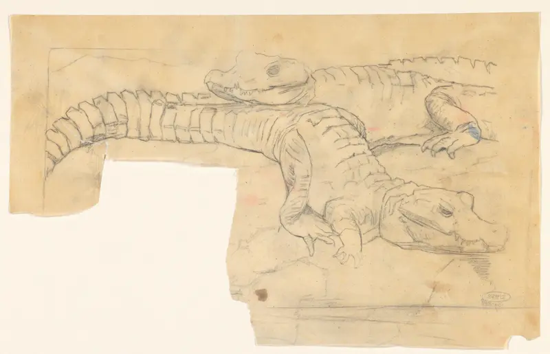 Twee krokodillen Wall Art by August Allebé - High-Resolution Digital Print