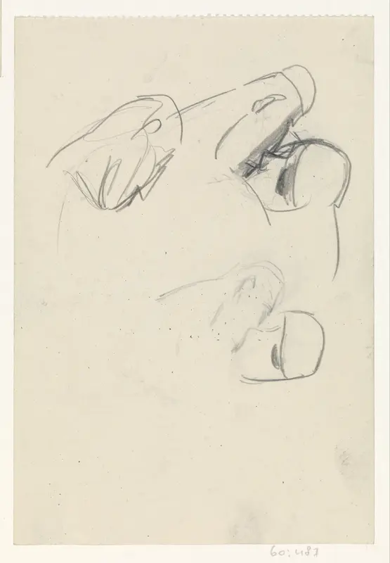 Twee kussende stellen en een mannenhoofd Wall Art by Leo Gestel - High-Resolution Digital Print