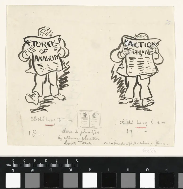 Twee lopende mannen lezen de krant Wall Art by Leo Gestel - High-Resolution Digital Print