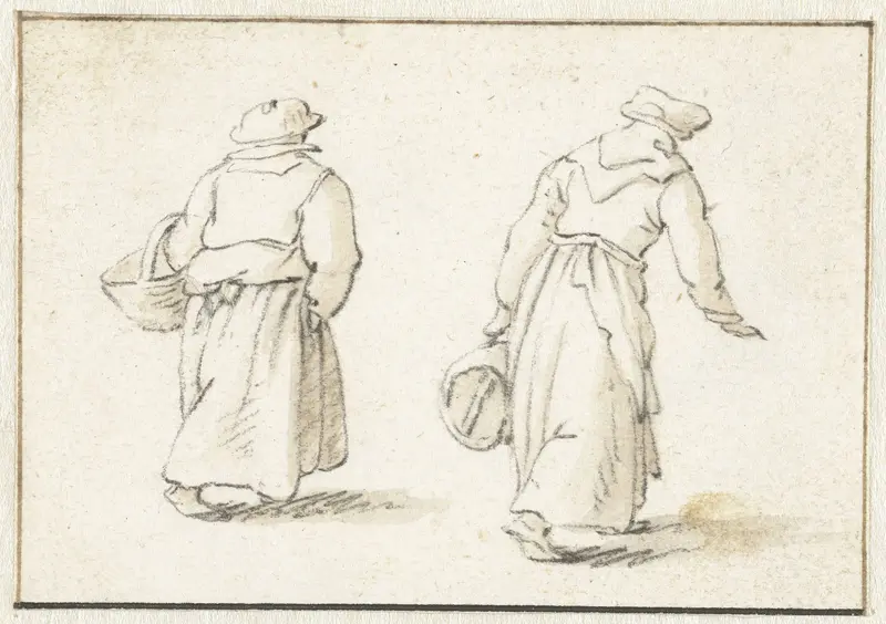 Twee lopende vrouwen, op de rug gezien Wall Art by Herman Saftleven - High-Resolution Digital Print