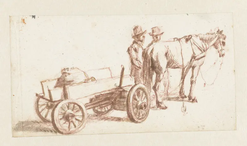 Twee mannen bij paard en wagen Wall Art by Pieter Bartholomeusz. Barbiers - High-Resolution Digital Print