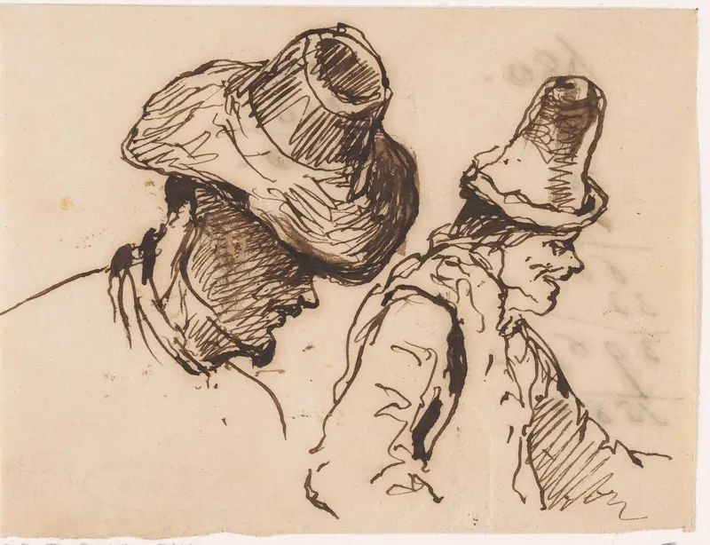 Twee mannen met hoeden Wall Art by Johannes Tavenraat - High-Resolution Digital Print