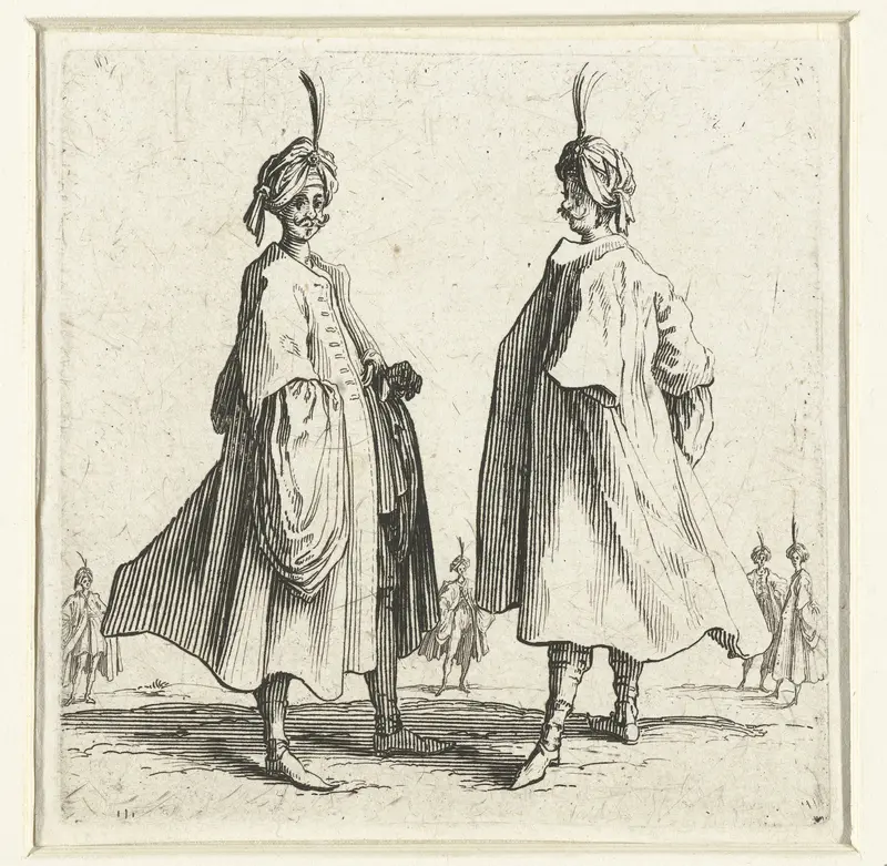 Twee mannen met tulbanden, van opzij gezien Wall Art by Jacques Callot - High-Resolution Digital Print