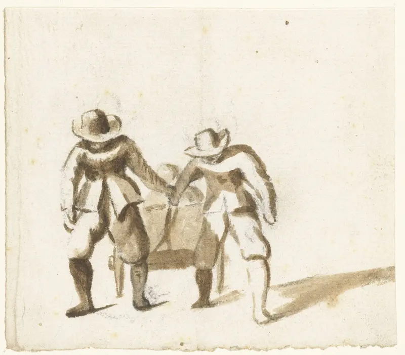Twee mannen slepend met een kar Wall Art by Harmen ter Borch - High-Resolution Digital Print