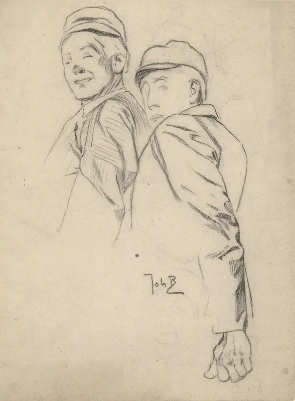 Twee mannen, ten halven lijve Wall Art by Johan Braakensiek - High-Resolution Digital Print
