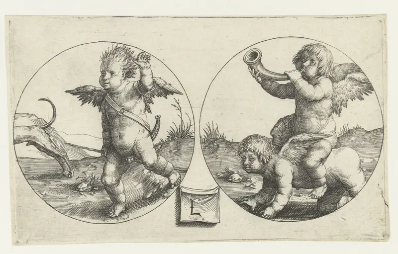 Twee medaillons met putti Wall Art by Unknown - High-Resolution Digital Print