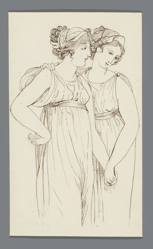 Twee meisjes in klassieke dracht Wall Art by jonkvrouw Catharina Kemper - High-Resolution Digital Print