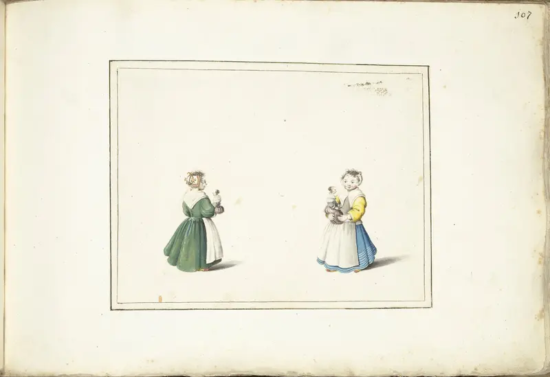 Twee meisjes met een pop Wall Art by Gesina ter Borch - High-Resolution Digital Print