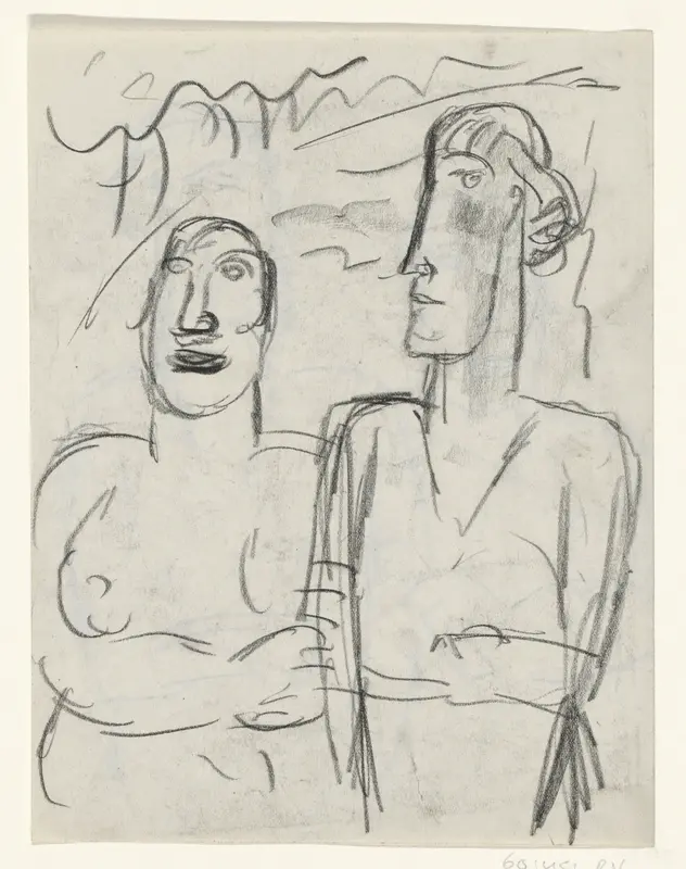 Twee mensen in een landschap Wall Art by Leo Gestel - High-Resolution Digital Print