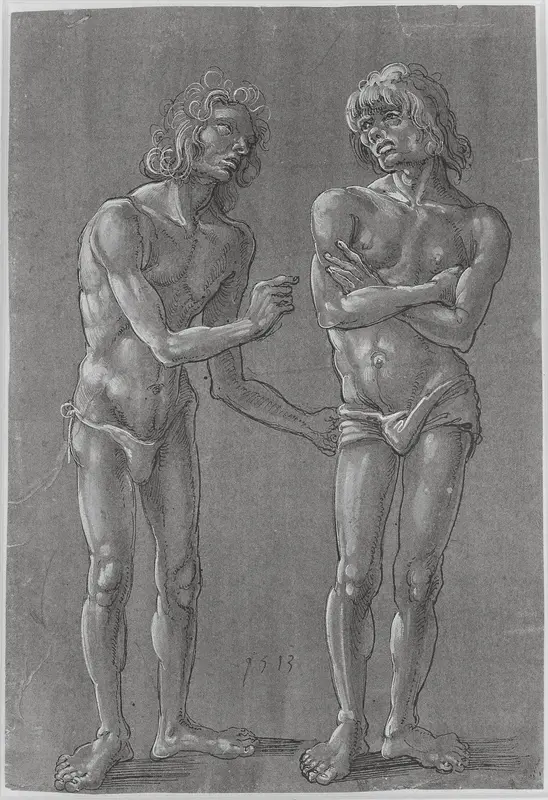 Twee naakte jongelingen, naast elkaar staand Wall Art by Unknown - High-Resolution Digital Print