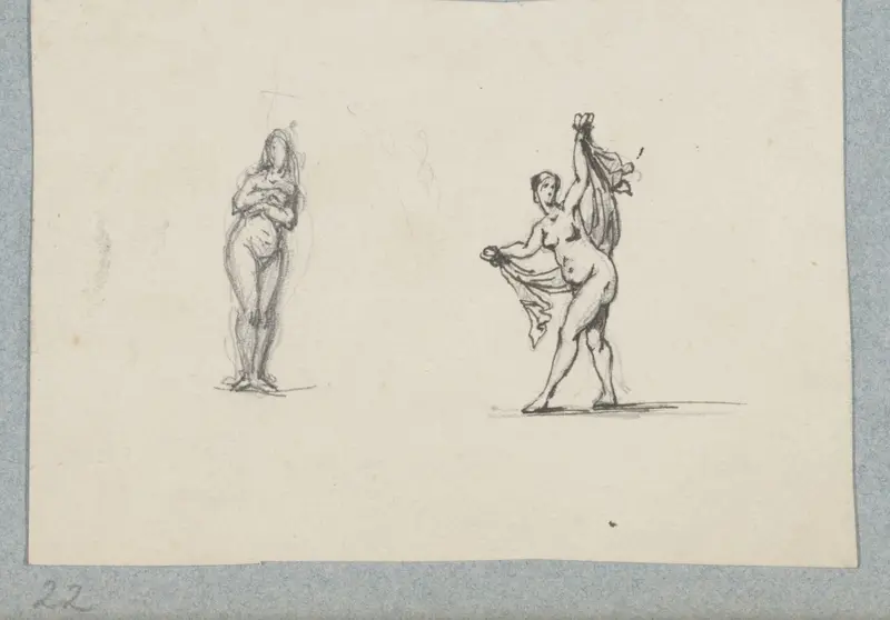 Twee naakte vrouwen, de rechter met een sluier Wall Art by Henri Cameré - High-Resolution Digital Print