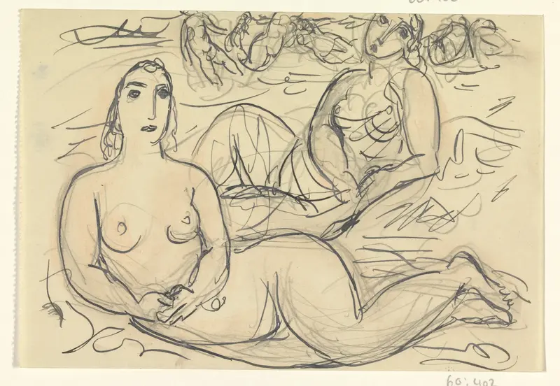 Twee naakte vrouwen in het water Wall Art by Leo Gestel - High-Resolution Digital Print