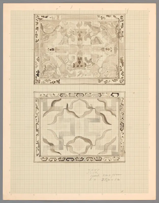 Twee ontwerpen voor kleden voor de Java-China-Japan-Lijn Wall Art by Carel Adolph Lion Cachet - High-Resolution Digital Print