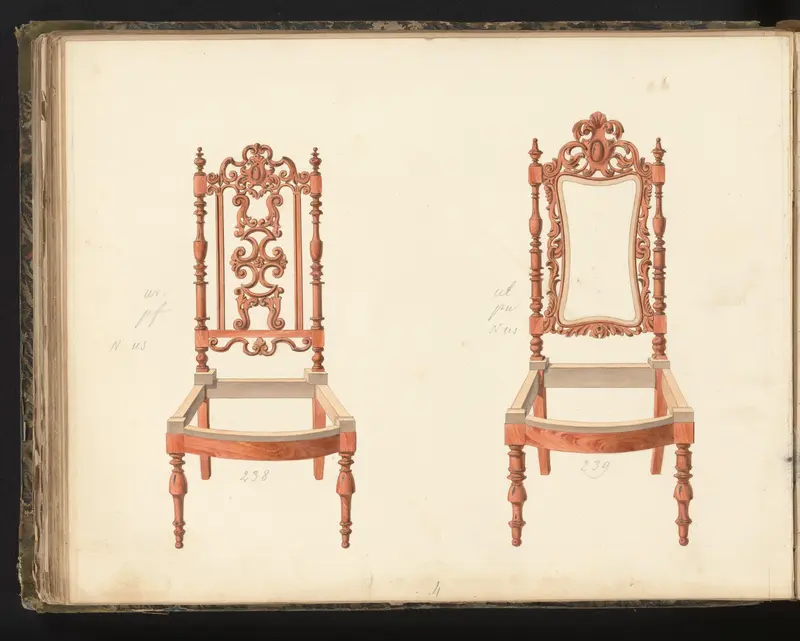 Twee ontwerpen voor stoelen Wall Art by anonymous - High-Resolution Digital Print