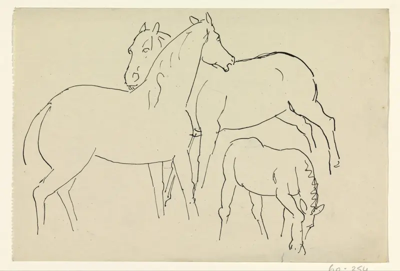 Twee paarden en een veulen Wall Art by Leo Gestel - High-Resolution Digital Print
