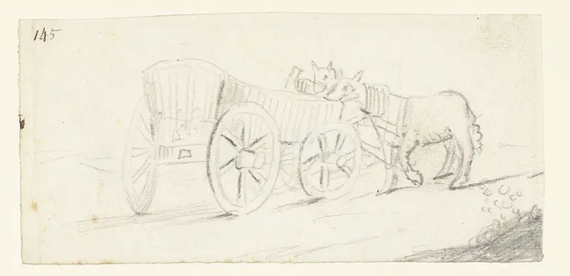 Twee paarden etend bij een wagen Wall Art by Harmen ter Borch - High-Resolution Digital Print
