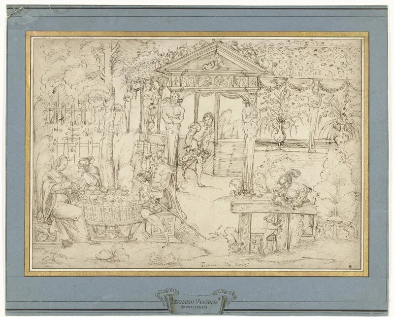 Twee paren in een tuin Wall Art by anonymous - High-Resolution Digital Print