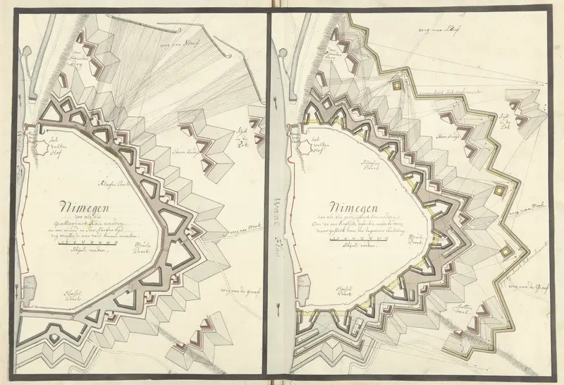 Twee plattegronden van Nijmegen, ca. 1701-1715 Wall Art by Unknown - High-Resolution Digital Print