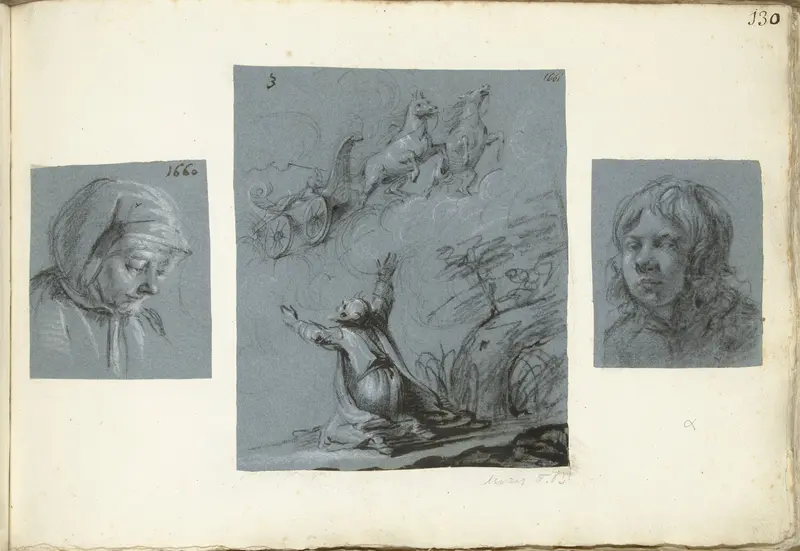 Twee portretten en De hemelvaart van Elia Wall Art by Moses ter Borch - High-Resolution Digital Print