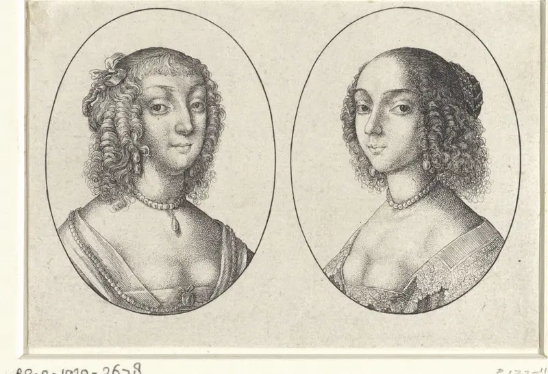 Twee portretten van jonge vrouwen Wall Art by Wenceslaus Hollar - High-Resolution Digital Print