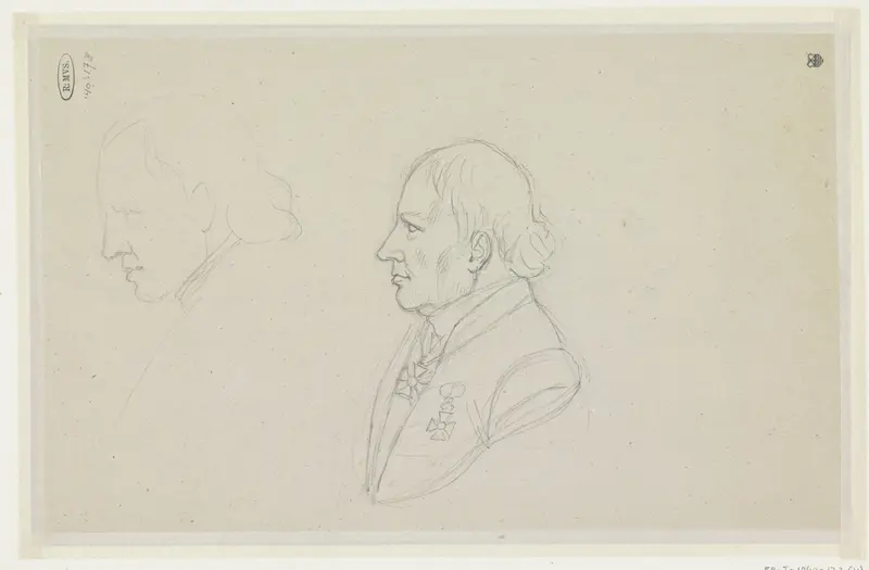 Twee profielschetsen van Jan Willem Pieneman Wall Art by Louis Royer - High-Resolution Digital Print