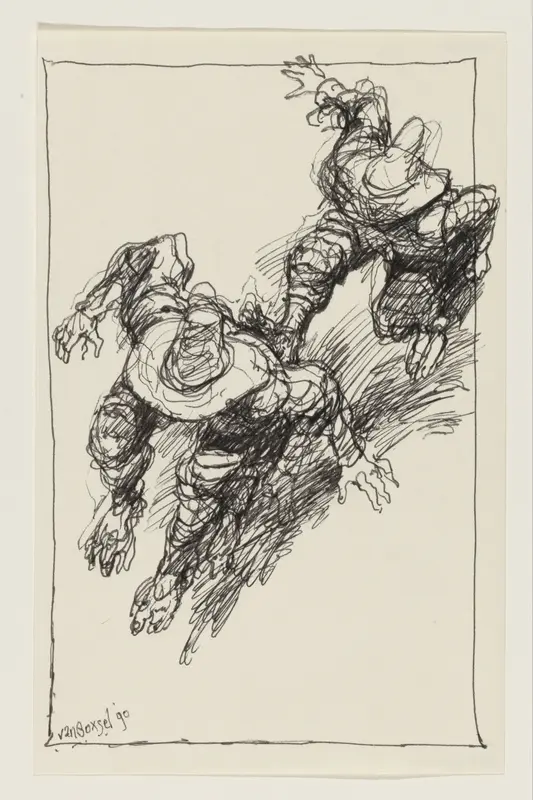 Twee rennende mannen schuin van boven gezien Wall Art by Unknown - High-Resolution Digital Print