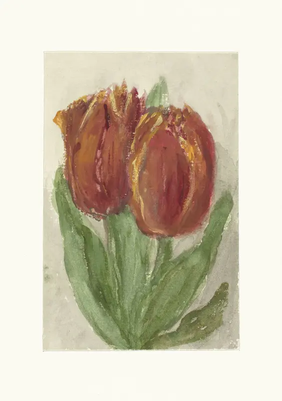 Twee rode tulpen Wall Art by Sientje Mesdag-van Houten - High-Resolution Digital Print