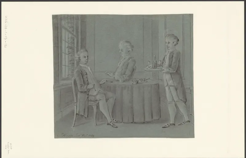 Twee rokende mannen en een bediende Wall Art by Unknown - High-Resolution Digital Print