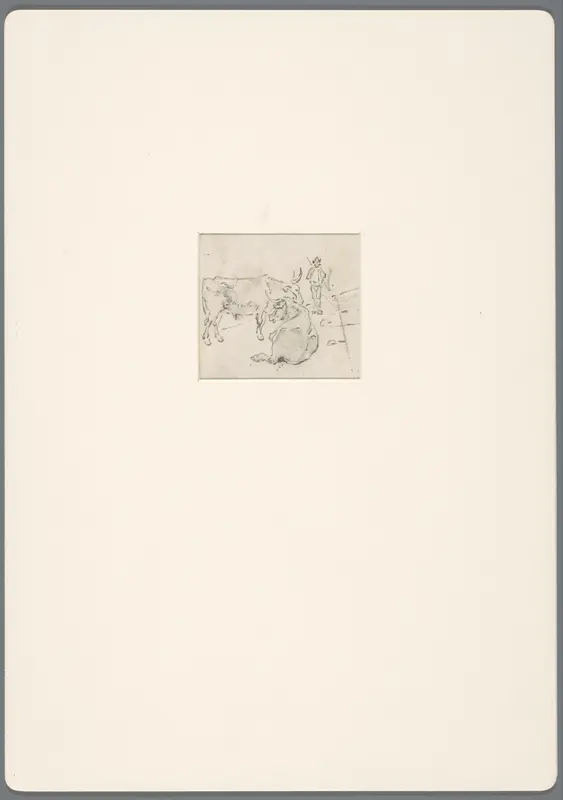 Twee runderen met een herdersjongen Wall Art by David Alphonse de Sandoz-Rollin - High-Resolution Digital Print