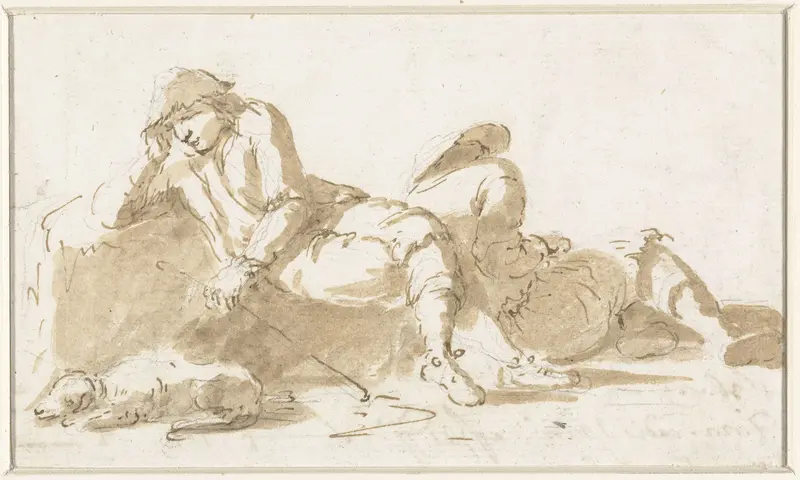 Twee rustende herders Wall Art by Unknown - High-Resolution Digital Print