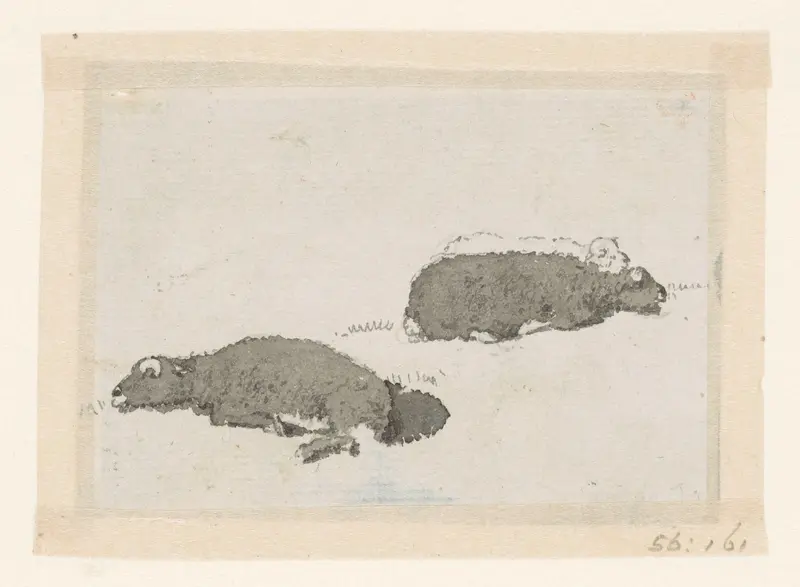 Twee schapen in tegenbelichting Wall Art by David Alphonse de Sandoz-Rollin - High-Resolution Digital Print