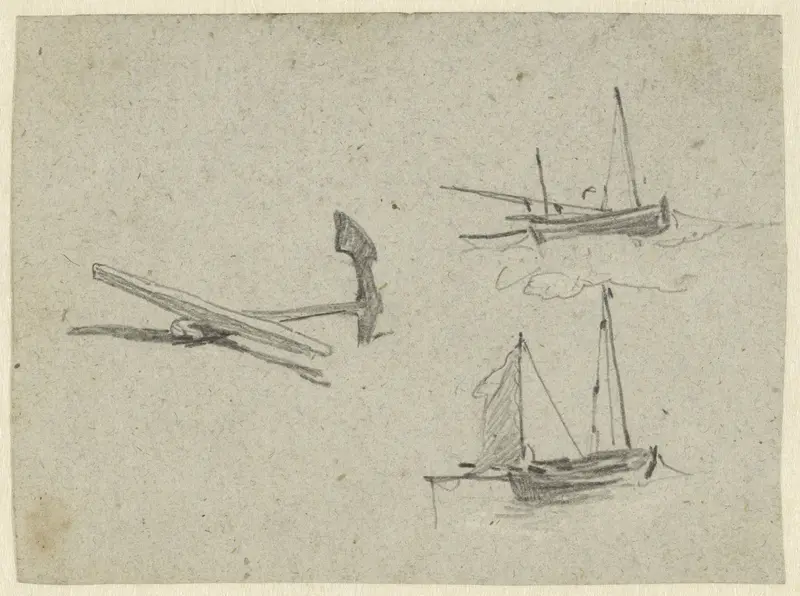 Twee schepen en een anker Wall Art by John Linnell (II) - High-Resolution Digital Print