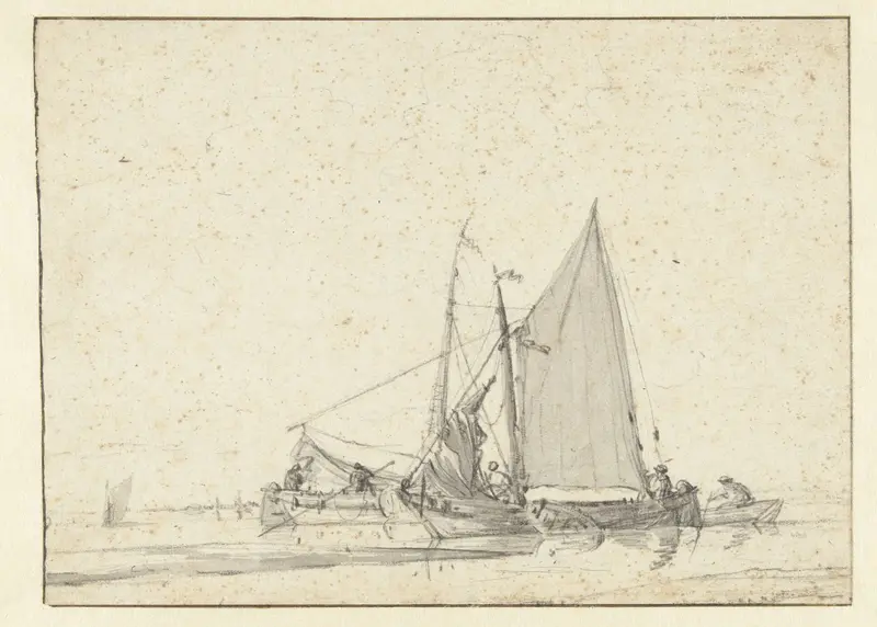 Twee schepen in stil water Wall Art by Jan van de Cappelle - High-Resolution Digital Print