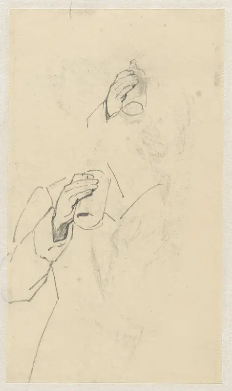 Twee schetsen van de arm van een drinkende man Wall Art by Guillaume Anne van der Brugghen - High-Resolution Digital Print