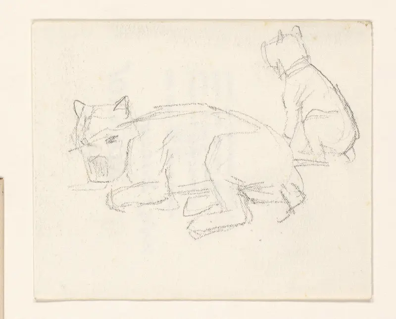 Twee schetsen van een hond Wall Art by August Allebé - High-Resolution Digital Print