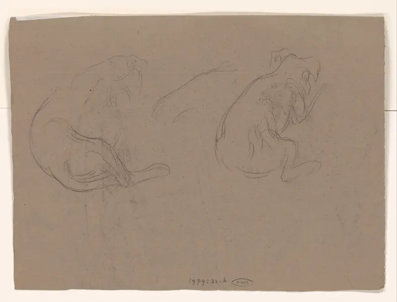 Twee schetsen van een hond Wall Art by Wilhelmus Johannes Steenhoff - High-Resolution Digital Print