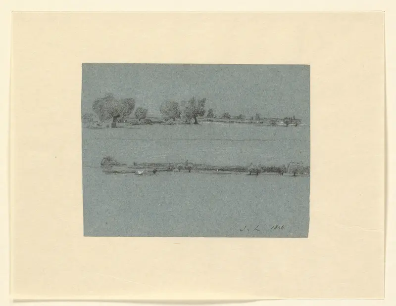 Twee schetsen van een landschap in de verte Wall Art by John Linnell (II) - High-Resolution Digital Print