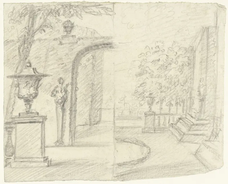 Twee schetsen van een tuin Wall Art by Unknown - High-Resolution Digital Print